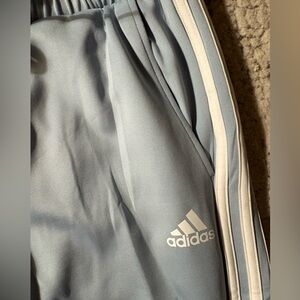 adidas Light Blue Track Pants with White Stripes
